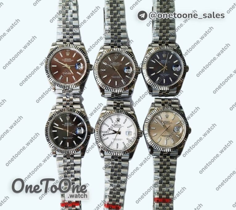 Реплика часов Rolex DateJust 41mm Fluted Bezel Stainless steel 6 Dials Stick Marker Jubilee Bracelet