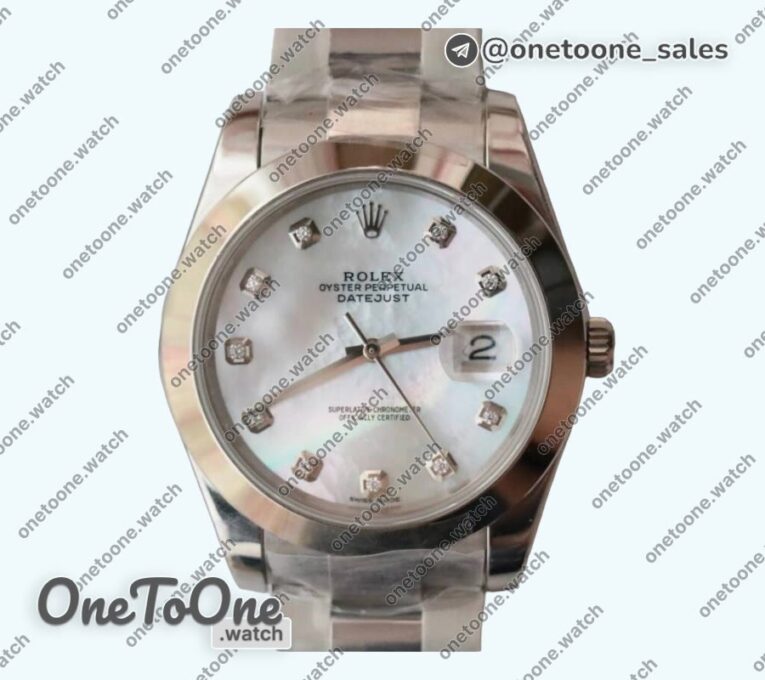 Реплика часов Rolex DateJust 41mm Smooth Bezel Stainless steel 5 Dials Diamonds Marker Oyster Bracelet