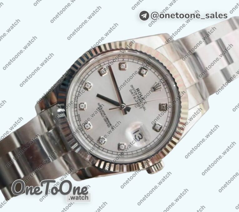 Реплика часов Rolex DateJust 41mm Fluted Bezel Stainless steel 5 Dials Diamonds Marker Oyster Bracelet