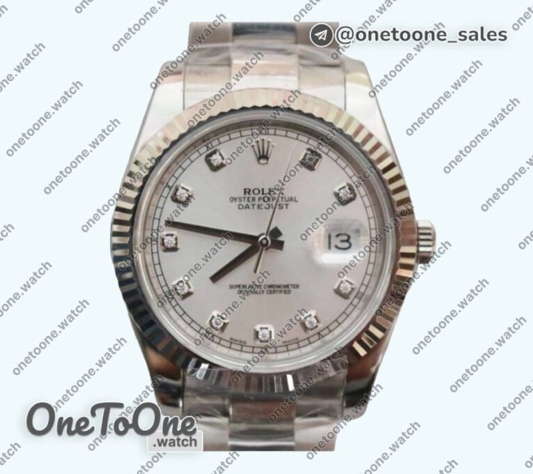 Реплика часов Rolex DateJust 41mm Fluted Bezel Stainless steel 5 Dials Diamonds Marker Oyster Bracelet