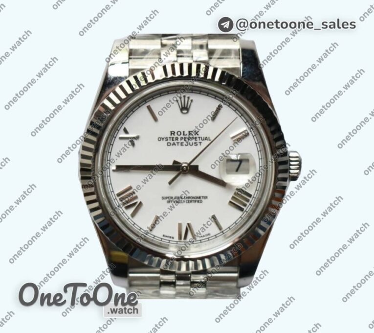 Реплика часов Rolex DateJust 41mm Stainless steel White Dial Roman Marker Jubilee Bracelet