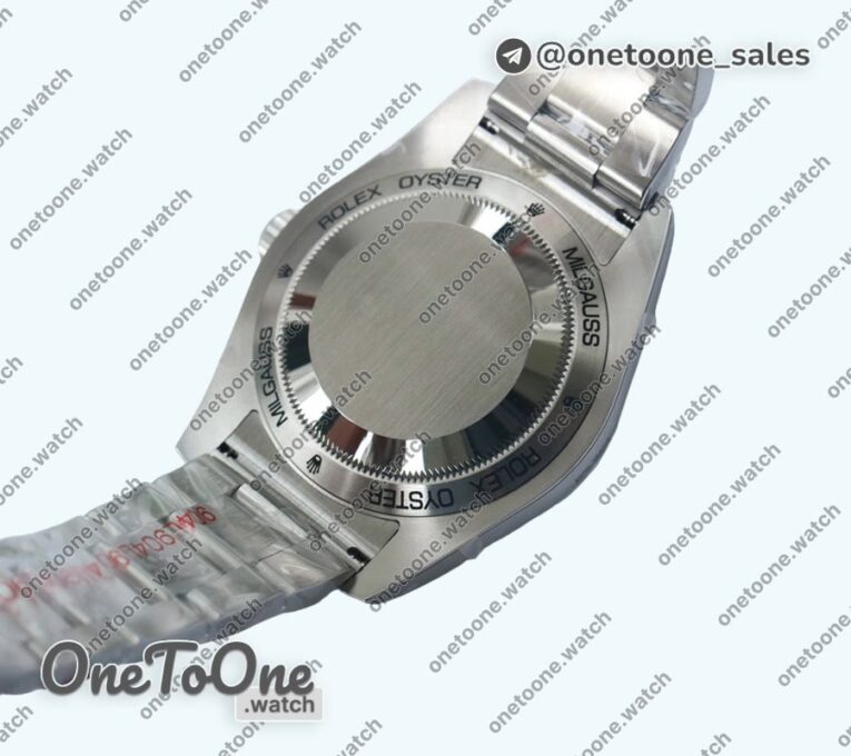 Реплика часов Rolex Milgauss 116400 GV Green Sapphire 904L Top-tier Копия один в один Black Dial Stainless steel Bracelet D