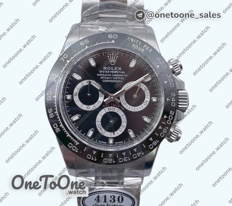 Реплика часов Rolex Daytona 116500 Ceramic Bezel Top-tier Копия один в один 904L Stainless steel Case and Bracelet Black Dial