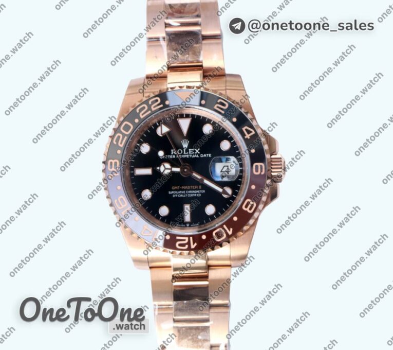Реплика часов Rolex T-Master II 126715 CHNR Black/Brown Ceramic Rose gold Black Dial Top-tier Копия один в один CHS