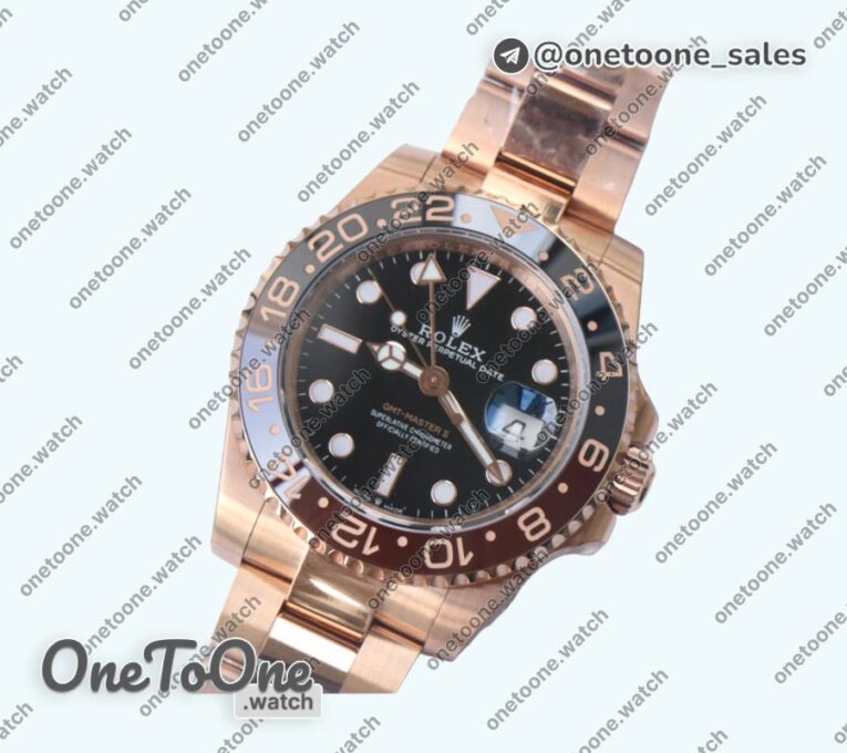 Реплика часов Rolex T-Master II 126715 CHNR Black/Brown Ceramic Rose gold Black Dial Top-tier Копия один в один CHS