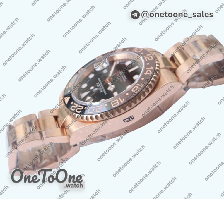 Реплика часов Rolex T-Master II 126715 CHNR Black/Brown Ceramic Rose gold Black Dial Top-tier Копия один в один CHS
