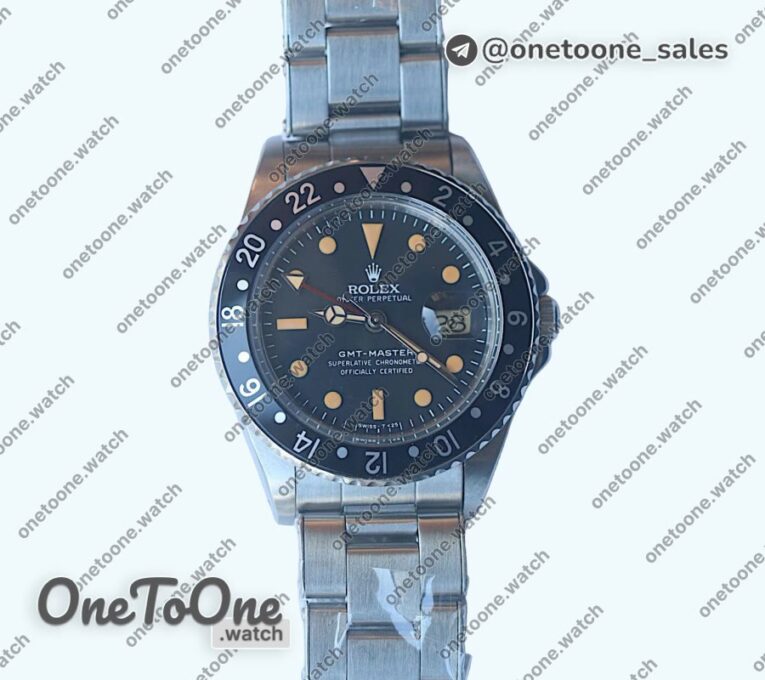 Реплика часов Rolex T-Master II 16710 Black Bezel Stainless steel Black Dial Yellow Dot Bracelet CHS