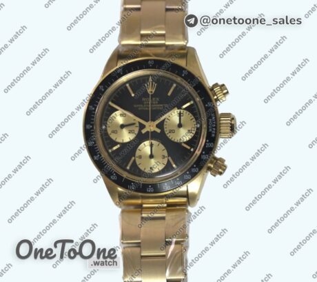Реплика часов Rolex Daytona 6263PN Black Bezel Yellow gold Black Dial Asian Venus 75