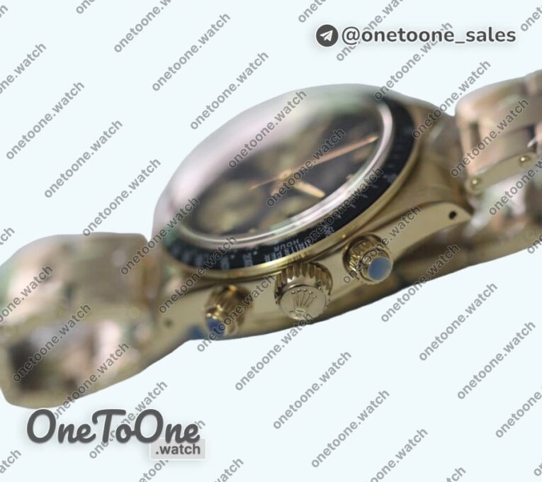 Реплика часов Rolex Daytona 6263PN Black Bezel Yellow gold Black Dial Asian Venus 75