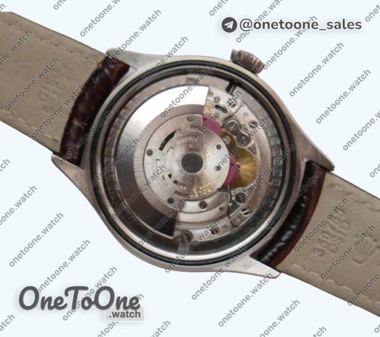 Реплика часов Rolex Cellini Time 50509 Stainless steel Silver Dial Leather Asia 3132