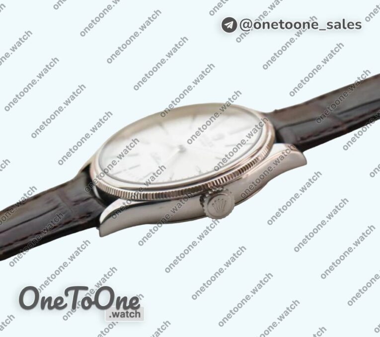 Реплика часов Rolex Cellini Time 50509 Stainless steel White Dial Leather Asia 3132