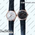 Реплика часов Rolex Cellini Date 39mm Rose gold Black&White Dials Leather Asia 3165 Mod