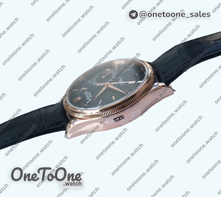 Реплика часов Rolex Cellini Date 39mm Rose gold Black&White Dials Leather Asia 3165 Mod