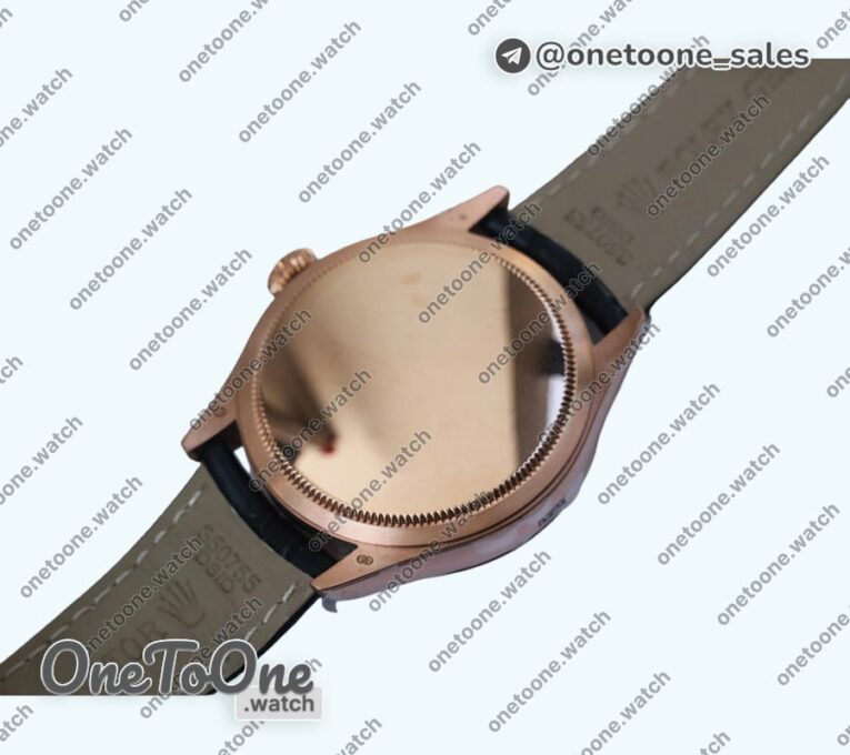 Реплика часов Rolex Cellini Date 39mm Rose gold Black&White Dials Leather Asia 3165 Mod