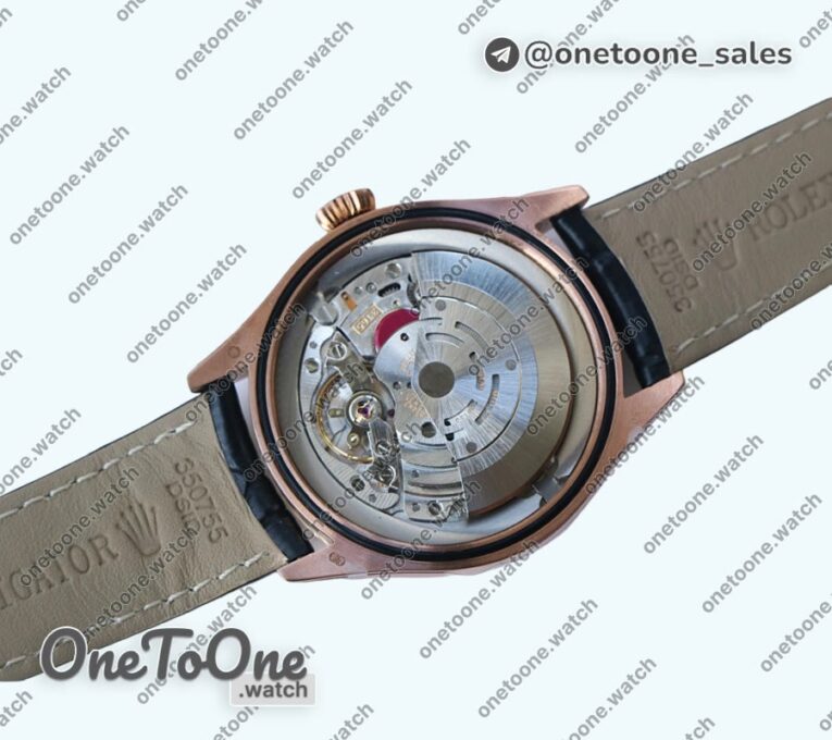 Реплика часов Rolex Cellini Date 39mm Rose gold Black&White Dials Leather Asia 3165 Mod