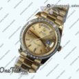 Реплика часов Rolex DayDate 40mm Diamonds Bezel Yellow gold Black&Gold Dials Dialmonds Marker Bracelet