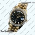 Реплика часов Rolex DayDate 40mm Diamonds Bezel Yellow gold Black&Gold Dials Dialmonds Marker Bracelet