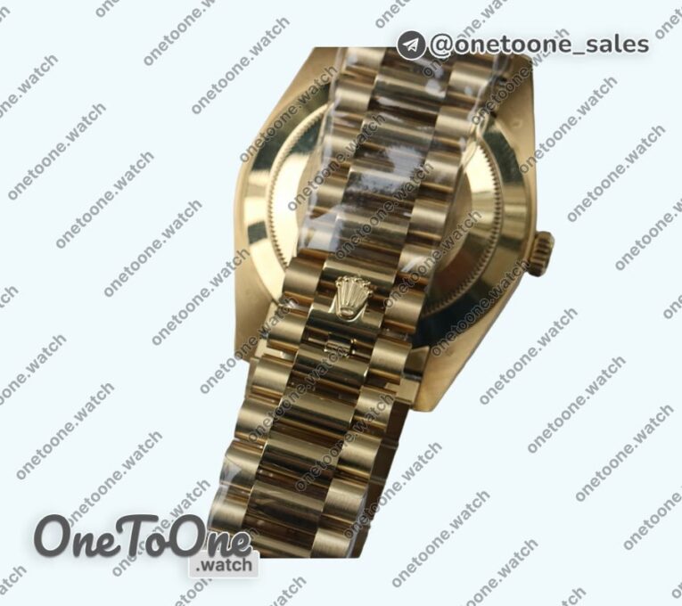 Реплика часов Rolex DayDate 40mm Diamonds Bezel Yellow gold Black&Gold Dials Dialmonds Marker Bracelet