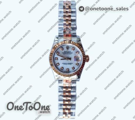 Реплика часов Rolex DateJust 26mm Fluted Bezel Stainless steel/Rose gold MOP Dial Diamonds Marker Jubilee Bracelet SW 2671