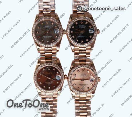 Реплика часов Rolex DateJust 31mm Rose gold Diamonds 4 Dials Diamonds Marker Bracelet