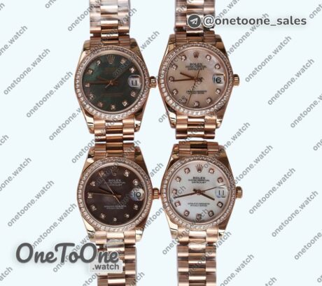 Реплика часов Rolex DateJust 31mm Rose gold Diamonds Bezel MOP Dials Diamonds Marker Bracelet