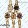 Реплика часов Rolex DateJust 31mm Yellow gold Diamonds Bezel 5 Dials Roman Marker Bracelet