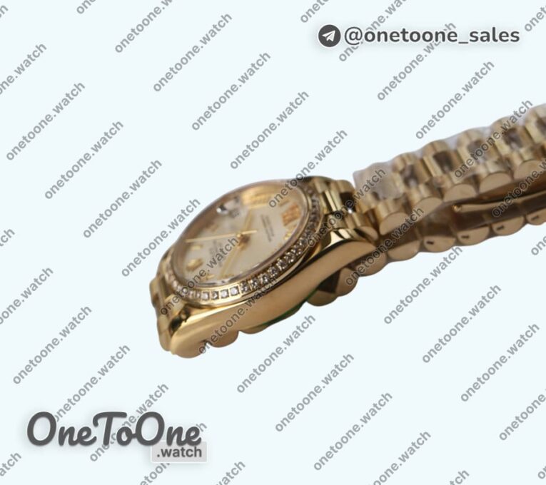 Реплика часов Rolex DateJust 31mm Yellow gold Diamonds Bezel 5 Dials Roman Marker Bracelet
