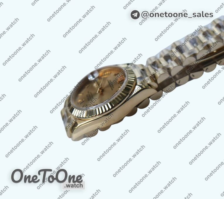 Реплика часов Rolex DateJust 31mm Yellow gold Fluted Bezel 5 Dials Roman VI Marker Bracelet