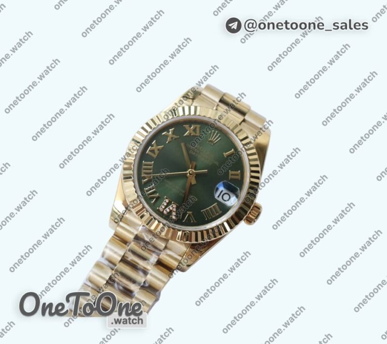 Реплика часов Rolex DateJust 31mm Yellow gold Fluted Bezel 5 Dials Roman VI Marker Bracelet