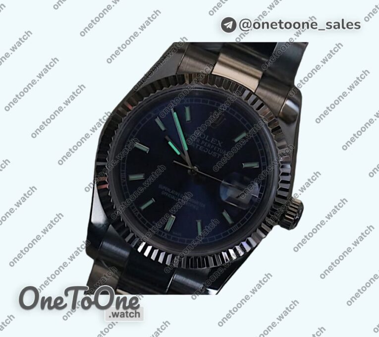 Реплика часов Rolex DateJust 36mm Fluted Bezel Stainless steel Blue Dial Stick Marker Oyster Bracelet
