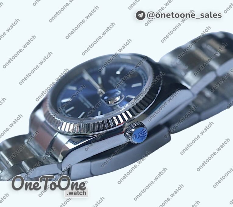 Реплика часов Rolex DateJust 36mm Fluted Bezel Stainless steel Blue Dial Stick Marker Oyster Bracelet