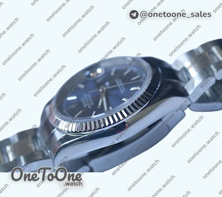 Реплика часов Rolex DateJust 36mm Fluted Bezel Stainless steel Blue Dial Stick Marker Oyster Bracelet