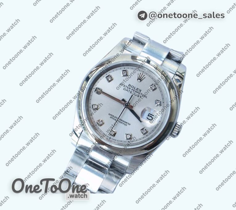 Реплика часов Rolex DateJust 36mm Smooth Bezel Stainless steel Blue&Silver&Black Dials Diamonds Marker Oyster Bracelet