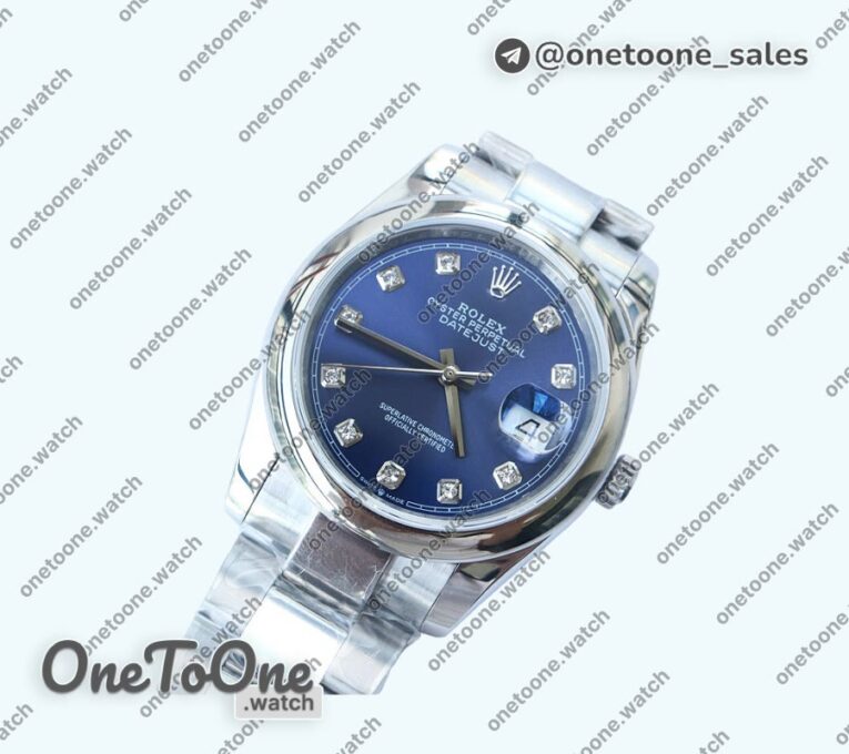 Реплика часов Rolex DateJust 36mm Smooth Bezel Stainless steel Blue&Silver&Black Dials Diamonds Marker Oyster Bracelet