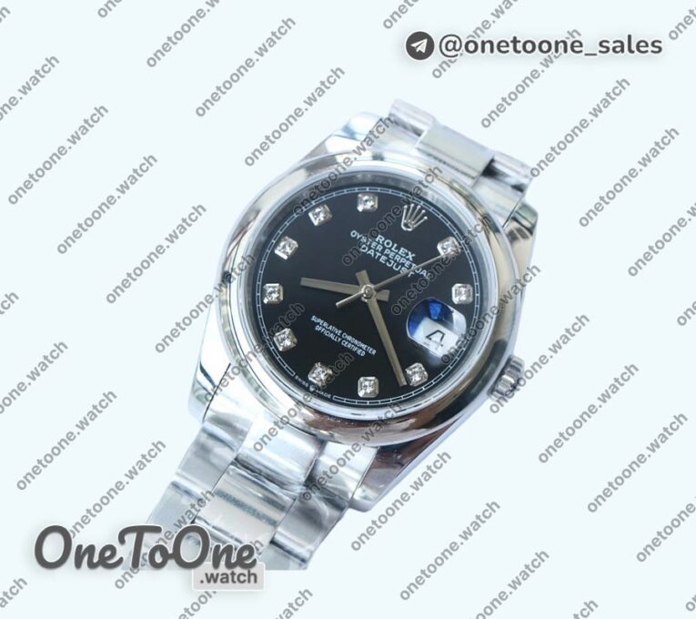 Реплика часов Rolex DateJust 36mm Smooth Bezel Stainless steel Blue&Silver&Black Dials Diamonds Marker Oyster Bracelet