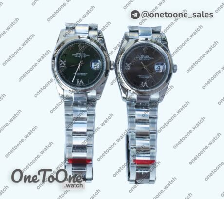 Реплика часов Rolex DateJust 36mm Smooth Bezel Stainless steel Grey&Green Dials Roman Dia Marker Oyster Bracelet