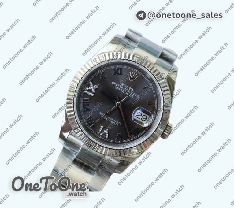 Реплика часов Rolex DateJust 36mm Fluted Bezel Stainless steel 4 Dials Roman Dia Marker Oyster Bracelet