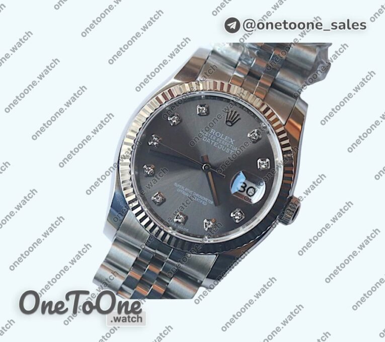 Реплика часов Rolex DateJust 36mm Fluted Bezel Stainless steel Grey&Blue Dials Diamonds Marker Jubilee Bracelet