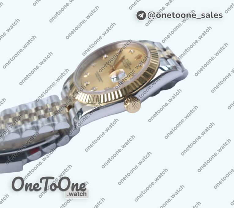 Реплика часов Rolex DateJust 36mm Fluted Bezel Stainless steel/Yellow gold 6 Dials Diamonds Marker Jubilee Bracelet