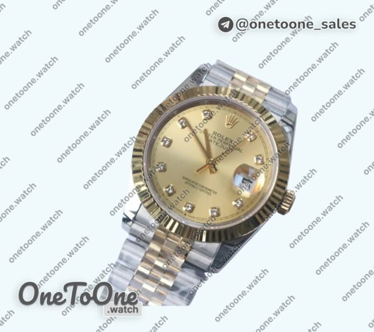 Реплика часов Rolex DateJust 36mm Fluted Bezel Stainless steel/Yellow gold 6 Dials Diamonds Marker Jubilee Bracelet