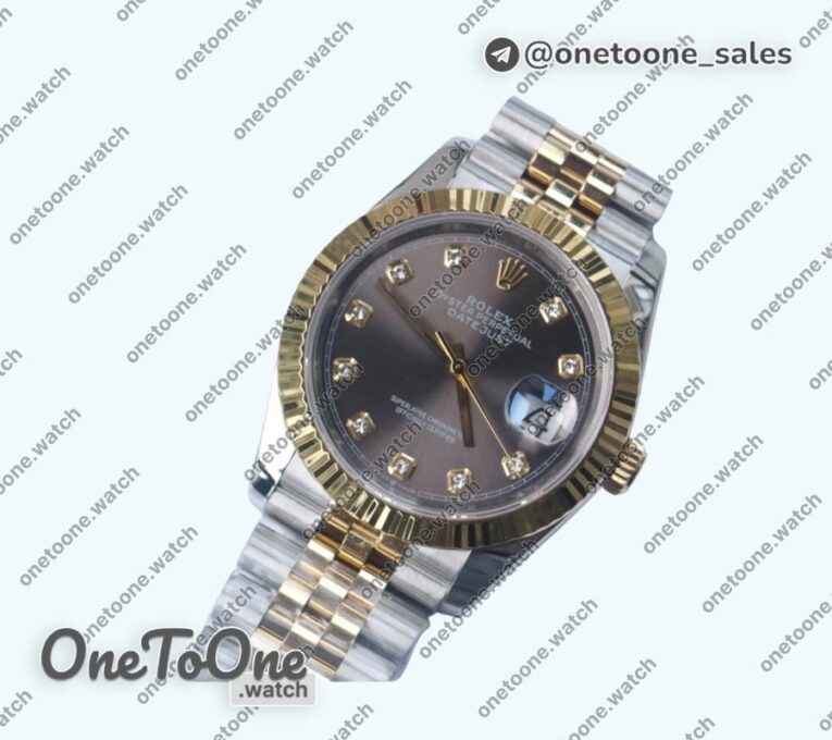 Реплика часов Rolex DateJust 36mm Fluted Bezel Stainless steel/Yellow gold 6 Dials Diamonds Marker Jubilee Bracelet