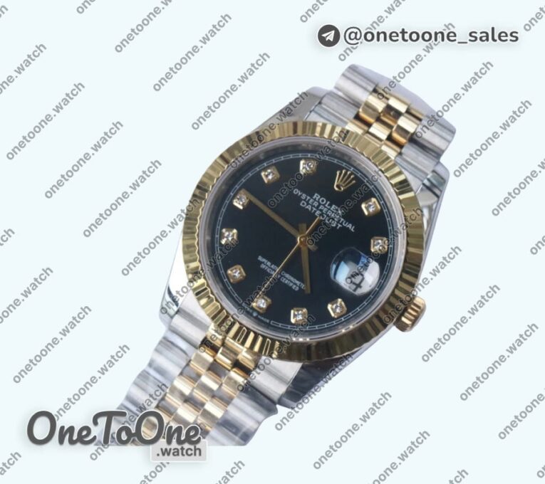 Реплика часов Rolex DateJust 36mm Fluted Bezel Stainless steel/Yellow gold 6 Dials Diamonds Marker Jubilee Bracelet