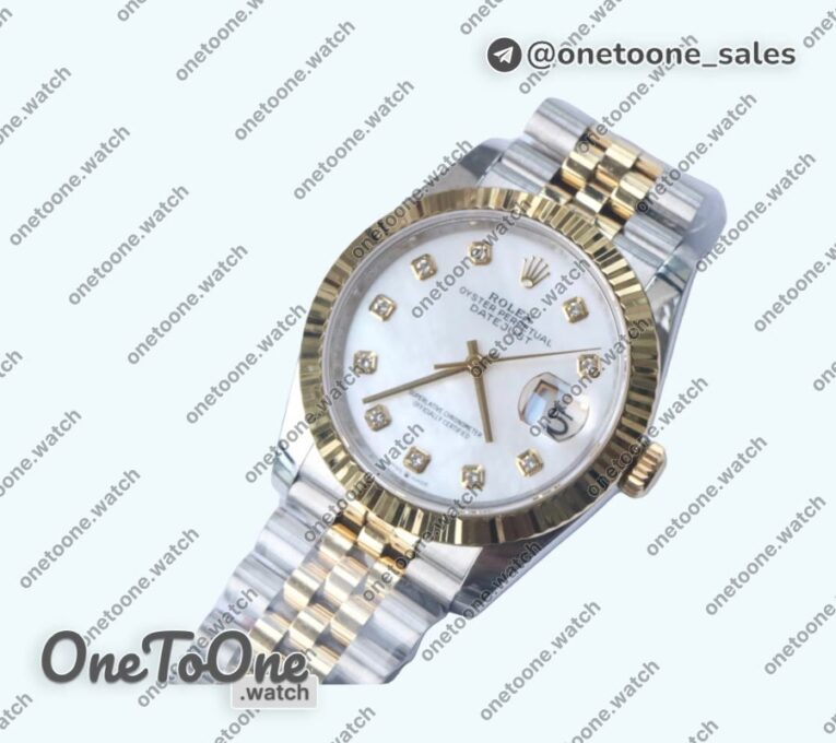 Реплика часов Rolex DateJust 36mm Fluted Bezel Stainless steel/Yellow gold 6 Dials Diamonds Marker Jubilee Bracelet