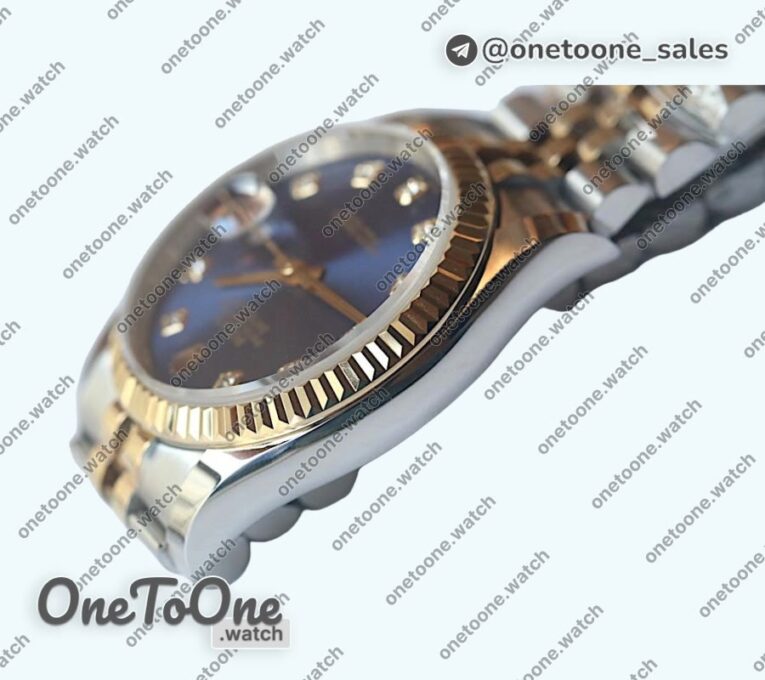Реплика часов Rolex DateJust 36mm Fluted Bezel Stainless steel/Yellow gold Grey&Blue Dials Diamonds Marker Jubilee Bracelet