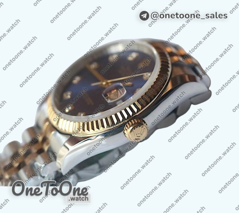 Реплика часов Rolex DateJust 36mm Fluted Bezel Stainless steel/Yellow gold Grey&Blue Dials Diamonds Marker Jubilee Bracelet