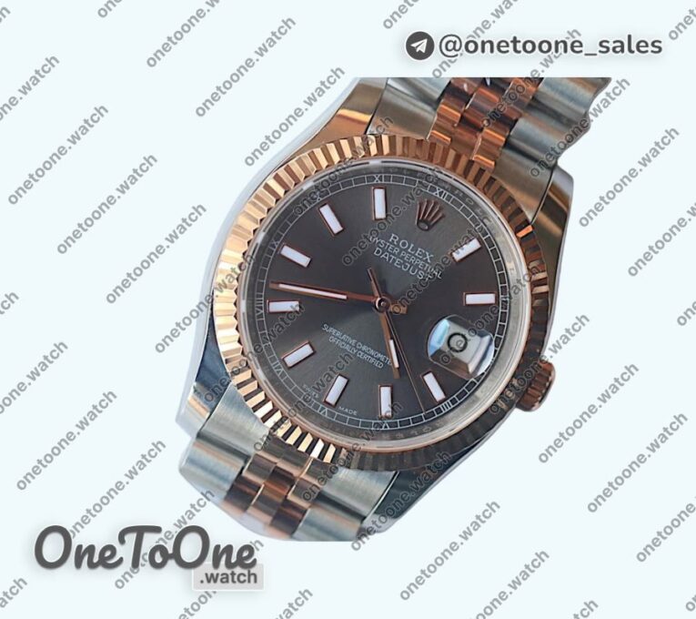 Реплика часов Rolex DateJust 36mm Fluted Bezel Stainless steel/Rose gold 3 Dials Stick Marker Jubilee Bracelet