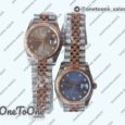 Реплика часов Rolex DateJust 36mm Fluted Bezel Stainless steel/Rose gold Blue&Grey Dials Diamonds Marker Jubilee Bracelet