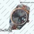 Реплика часов Rolex DateJust 36mm Fluted Bezel Stainless steel/Rose gold Blue&Grey Dials Diamonds Marker Jubilee Bracelet