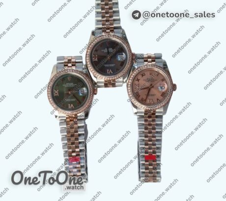 Реплика часов Rolex DateJust 36mm Diamonds Bezel Stainless steel/Rose gold 3 Dials Roman Marker Jubilee Bracelet