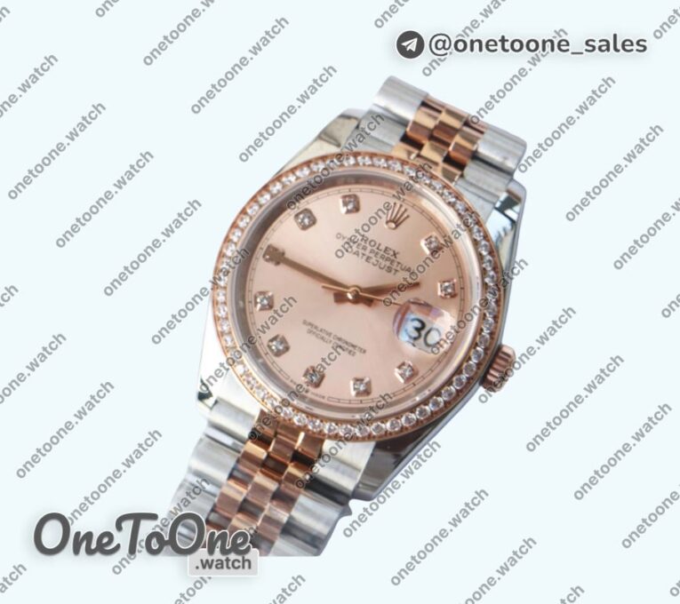 Реплика часов Rolex DateJust 36mm Diamonds Bezel Stainless steel/Rose gold 6 Dials Diamonds Marker Jubilee Bracelet